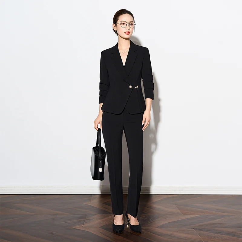 Abito professionale da donna a maniche lunghe in vita attillato Pantaloni lunghi autunno inverno Set Abito casual da lavoro con temperamento nuovo stile