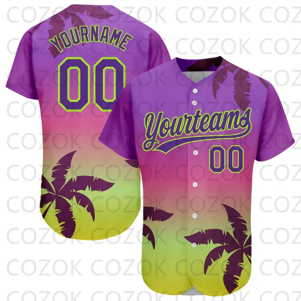 

Custom Coconut Palm Pattern Baseball Jersey Men Women Short Sleeve Shirt 3D Printed Shirt Team Shirts Hip Hop Unisex Tops