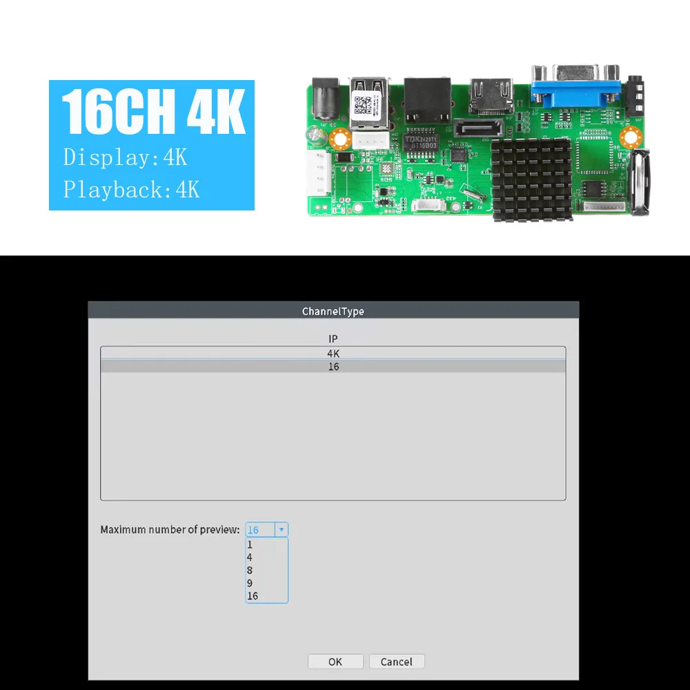 CCTV 36CH 32CH 16CH 4K H.265 NVR HD 3840*2160 Output 2 SATA HDD Car Face Human Support Cloud Xmeye Pro App mobile monitoring