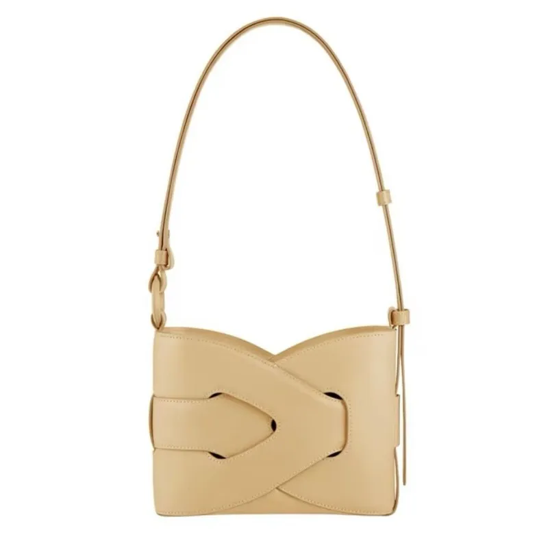 New po geometric bag made of genuine leather with Nodde classic symmetrical design, niche single shoulder diagonal cross