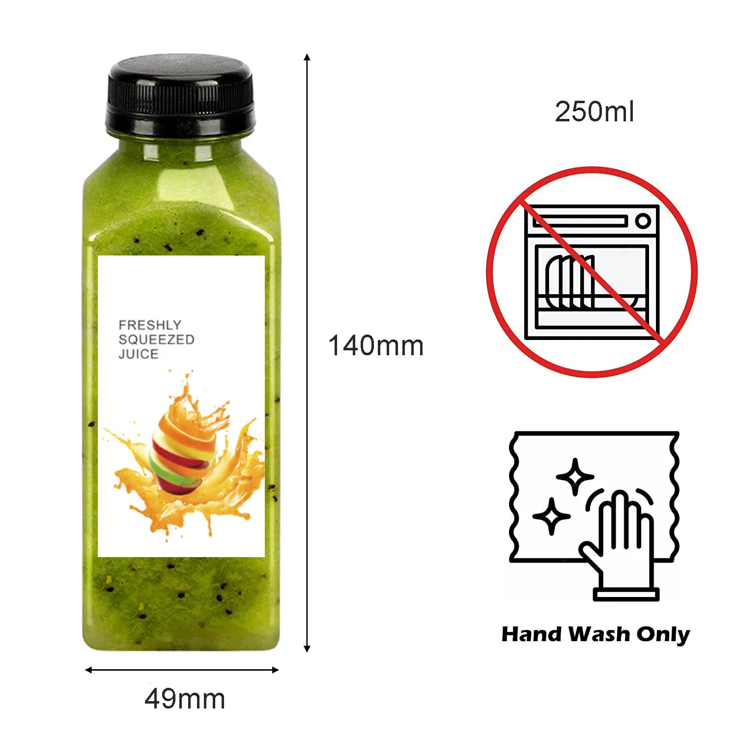 12/24pcs Empty Plastic Juice Bottles with Caps, Reusable Water Bottles Clear Drink Containers for Juice Milk Smoothie Beverages