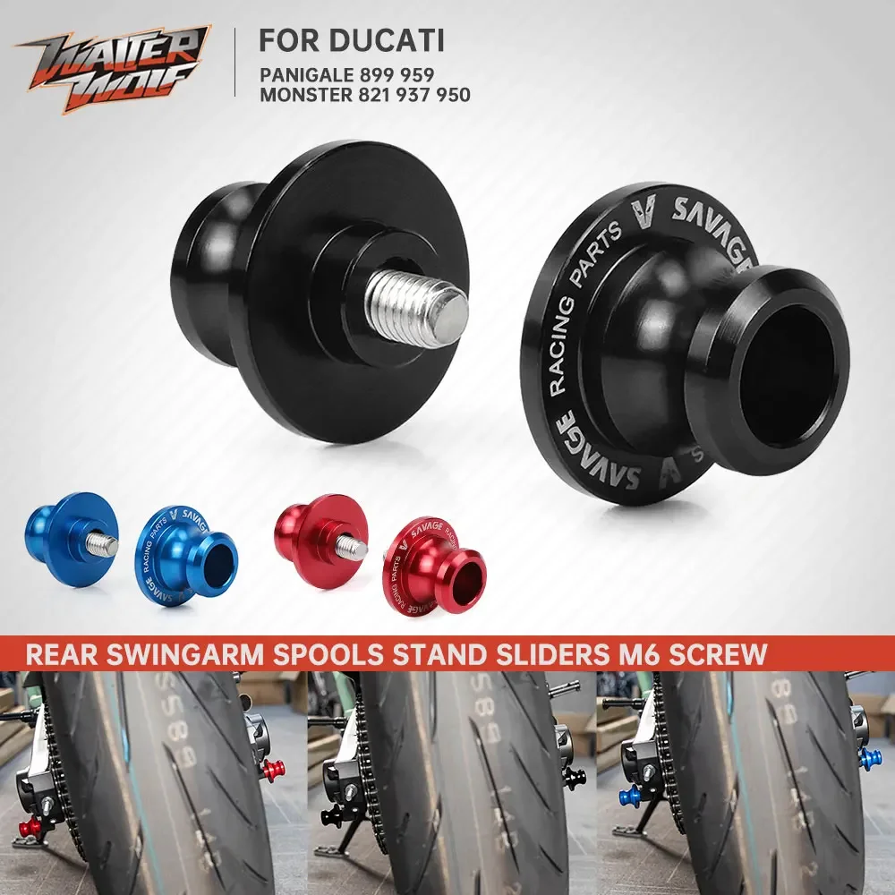 

Motorcycle M6 Screw Swingarm Spool Stand Slider For Ducati Monster 821 937 950 /Plus Panigale 899 959 2014-2025 6mm Paddock Bolt