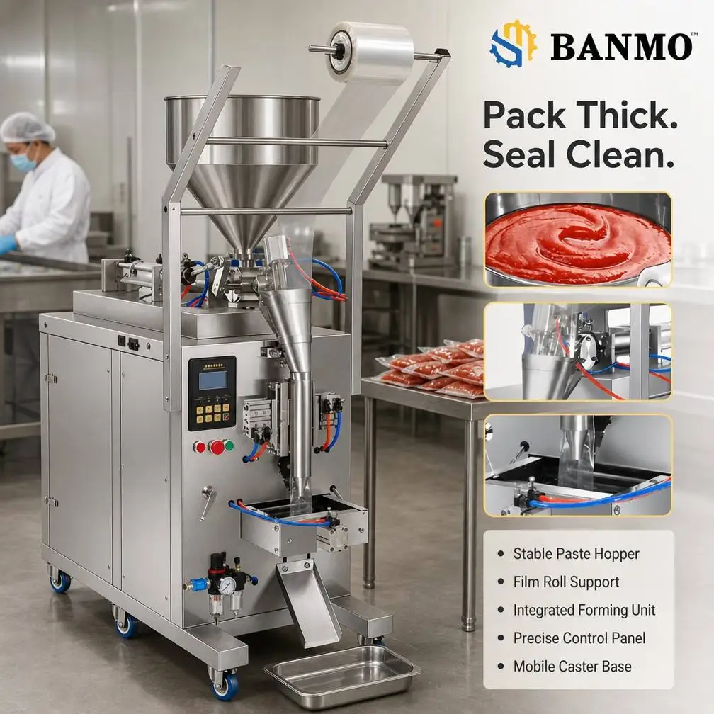 Automatic Vertical Paste Packaging Machine Continuous Bag Filling and Sealing Integrated Machine With Mixing Hopper