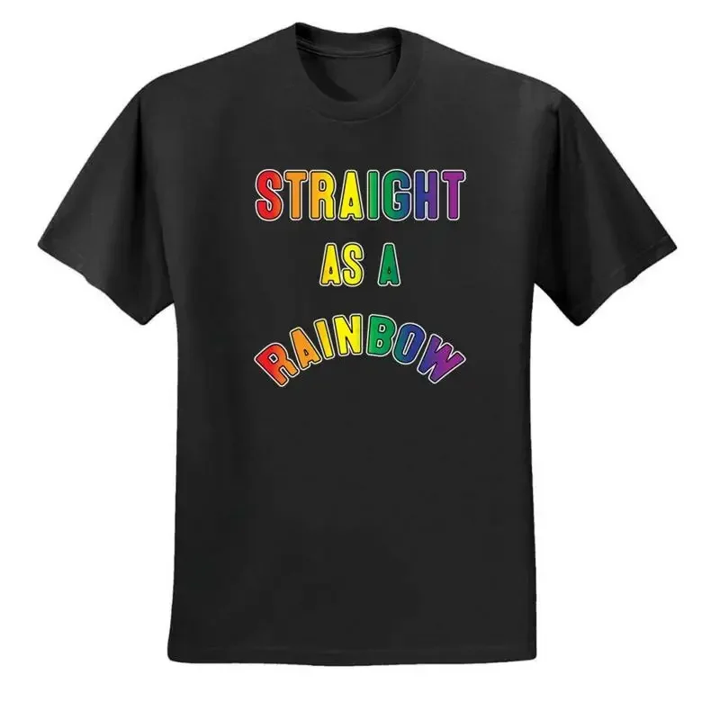 Straight as a Rainbow Humor LGBTQ Men T Shirt