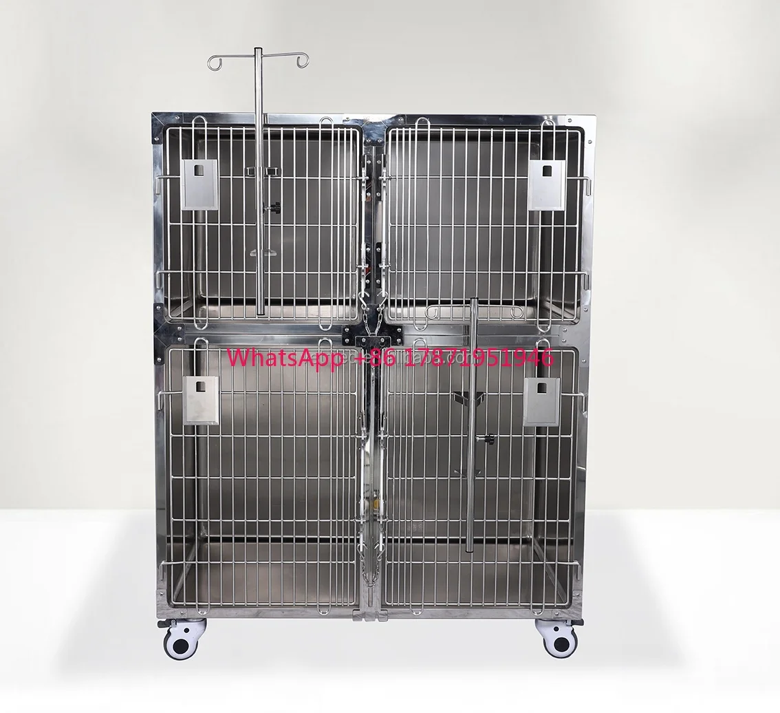 Portable 304 steel small animal 2 layer animal hospital veterinary cage