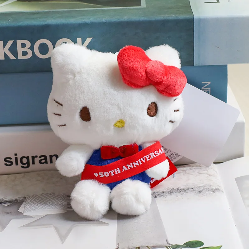 Sanrio Hello Kitty พวงกุญแจตุ๊กตาอะนิเมะ Kawaii พกพาได้ของเด็กผู้หญิงการ์ตูนตกแต่งกระเป๋านักเรียนผ้าฝ้าย PP ของขวัญของเล่น