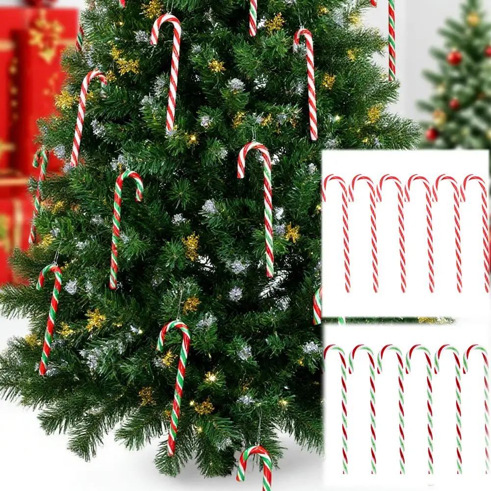 

Mini Candy Cane Christmas Decoration Red White Resin Decor Home Crafts Year New Navidad Candy Xmas Pendant DIY S6L4