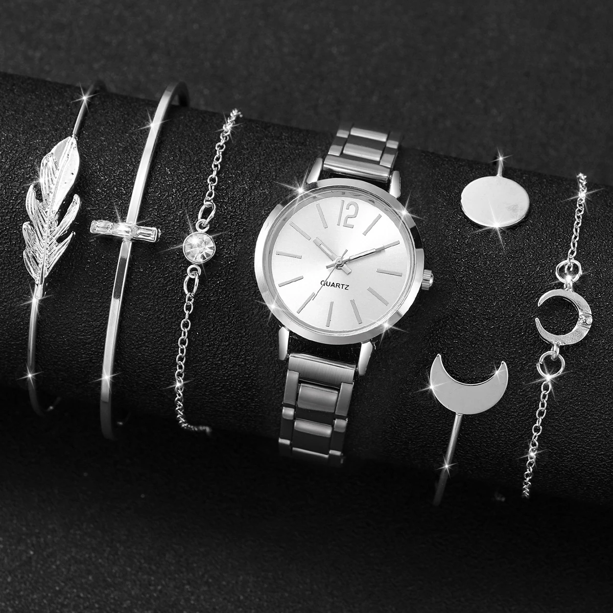 4/6 шт. модные женские часы, набор браслетов, простой циферблат, женские кварцевые часы Reloj Mujer, часы для девочек, подарок