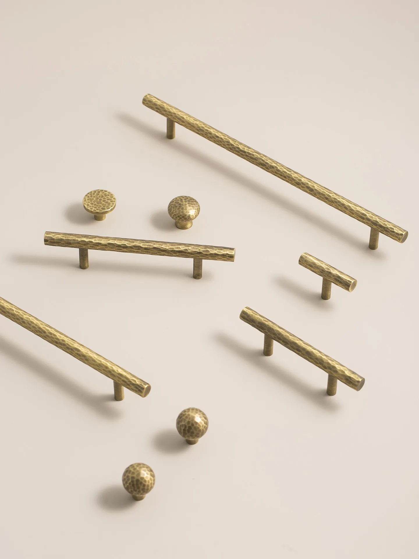 Hand Hammered Solid Brass Cabinet Pulls, Antique Bronze T Bar Handles, Vintage Knobs for Wardrobe Kitchen Cupboard Drawer