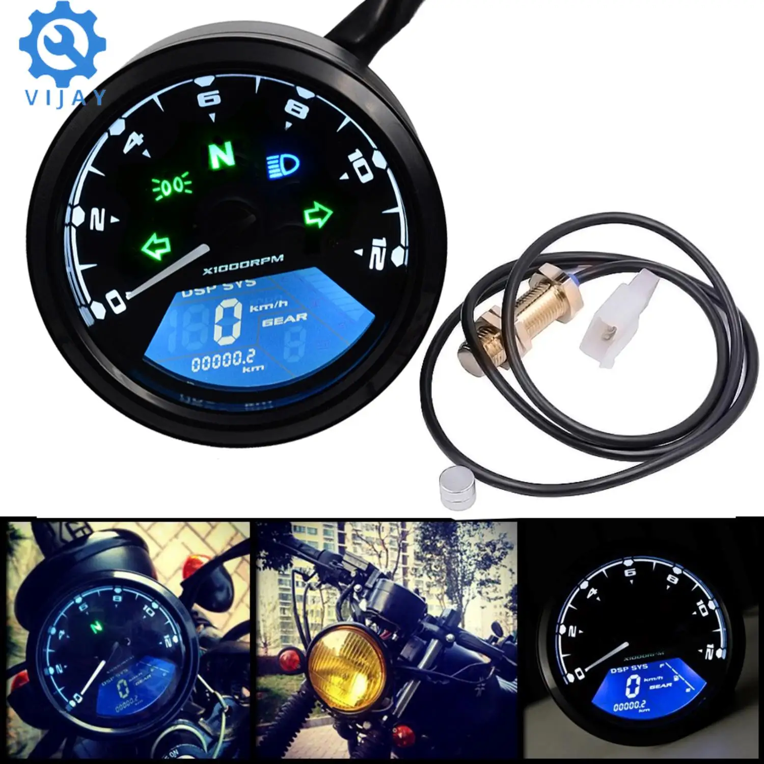 for 12V Motorcycle 1Pc Universal LED Digital Motorcycle Speedometer Tachometer Odometer Gauge