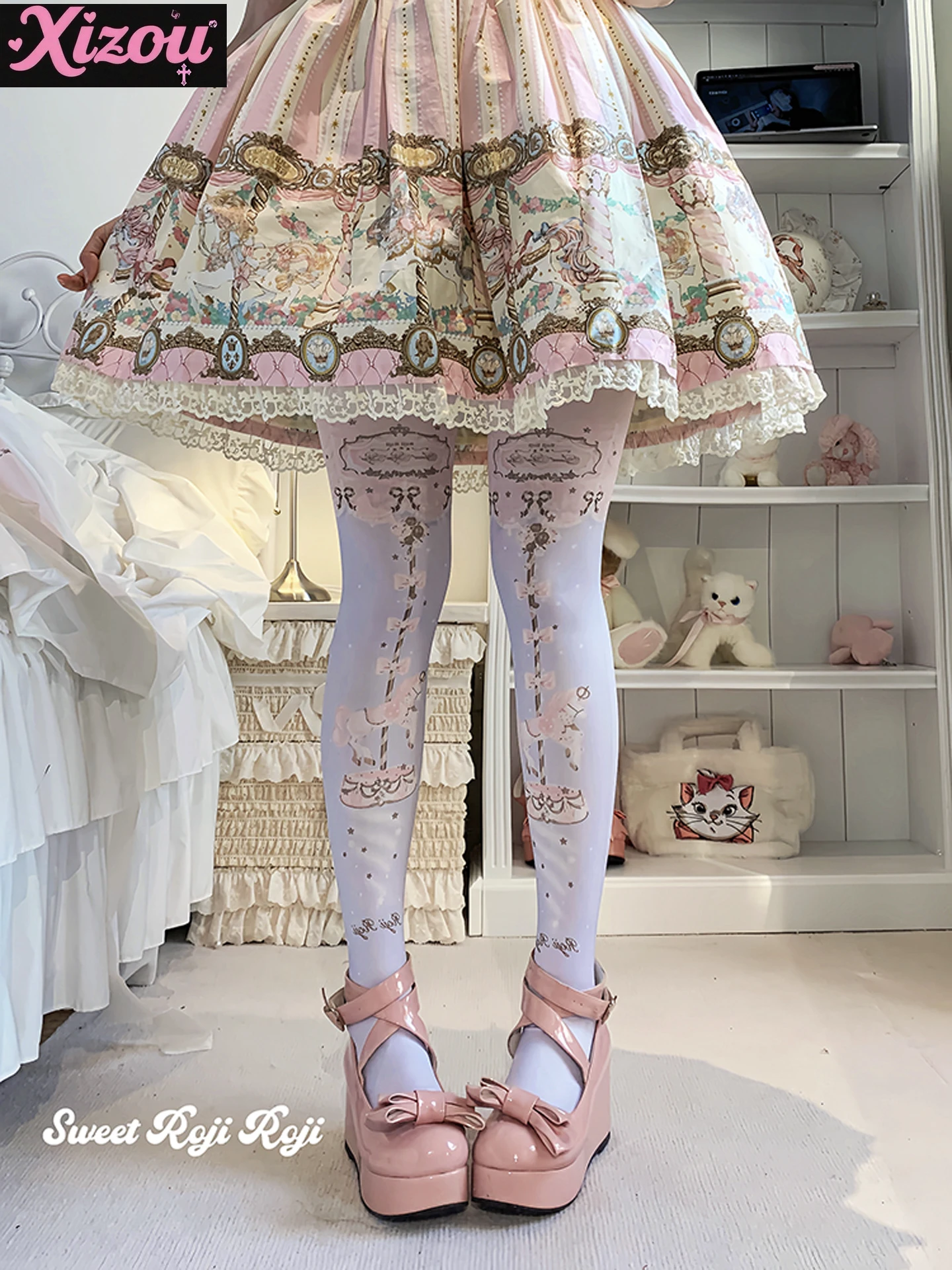 Japanese sweetheart girl Lolita socks women's outfit skin beauty velvet printed pantyhose four seasons wear with skirt women