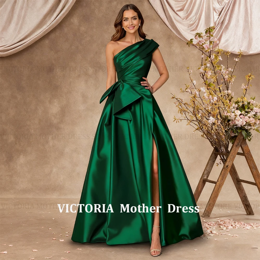 VICTORIA Customized Modern Mother of the Bride Dress Pleated A-Line One Shoulder Satin Wedding Guest Dress Party Evening Gowns