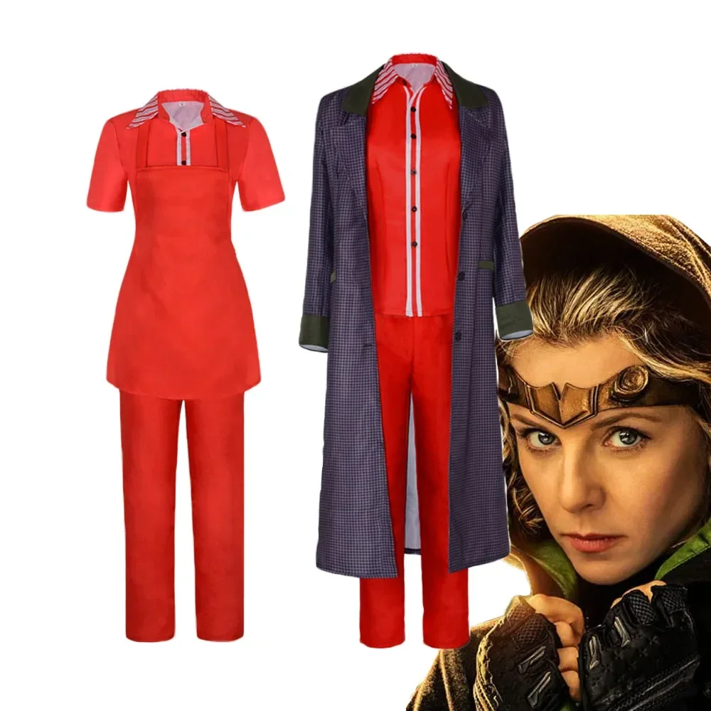 

Костюм Аниме Loki Sylvie для косплея, Женский Тренч, красные пальто, брюки, шапка, костюм на Хэллоуин, ролевая игра, наряд Сильви