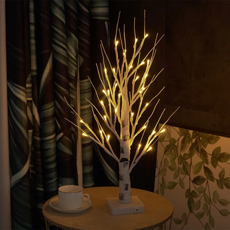 

Tabletop Tree, White Tree With LED Lights, Warm White Small Tree Lights Battery Powered Timer, Lighted Tree Easy To Use