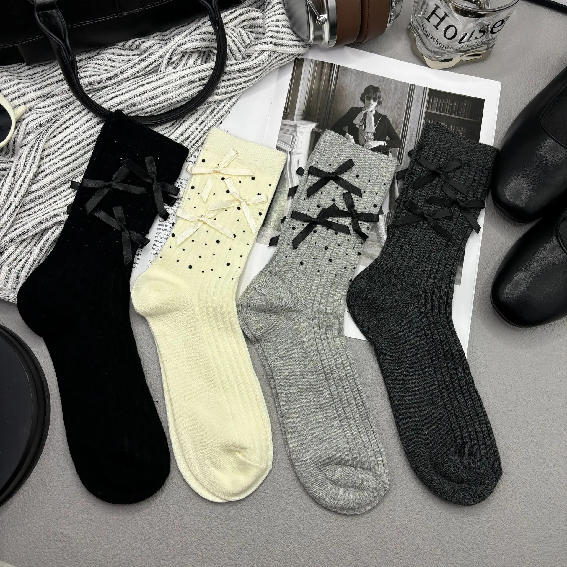 

Accessory socks 2025 New spring and summer products easiest for matchfashion beaded bowssense of designknee socks socks