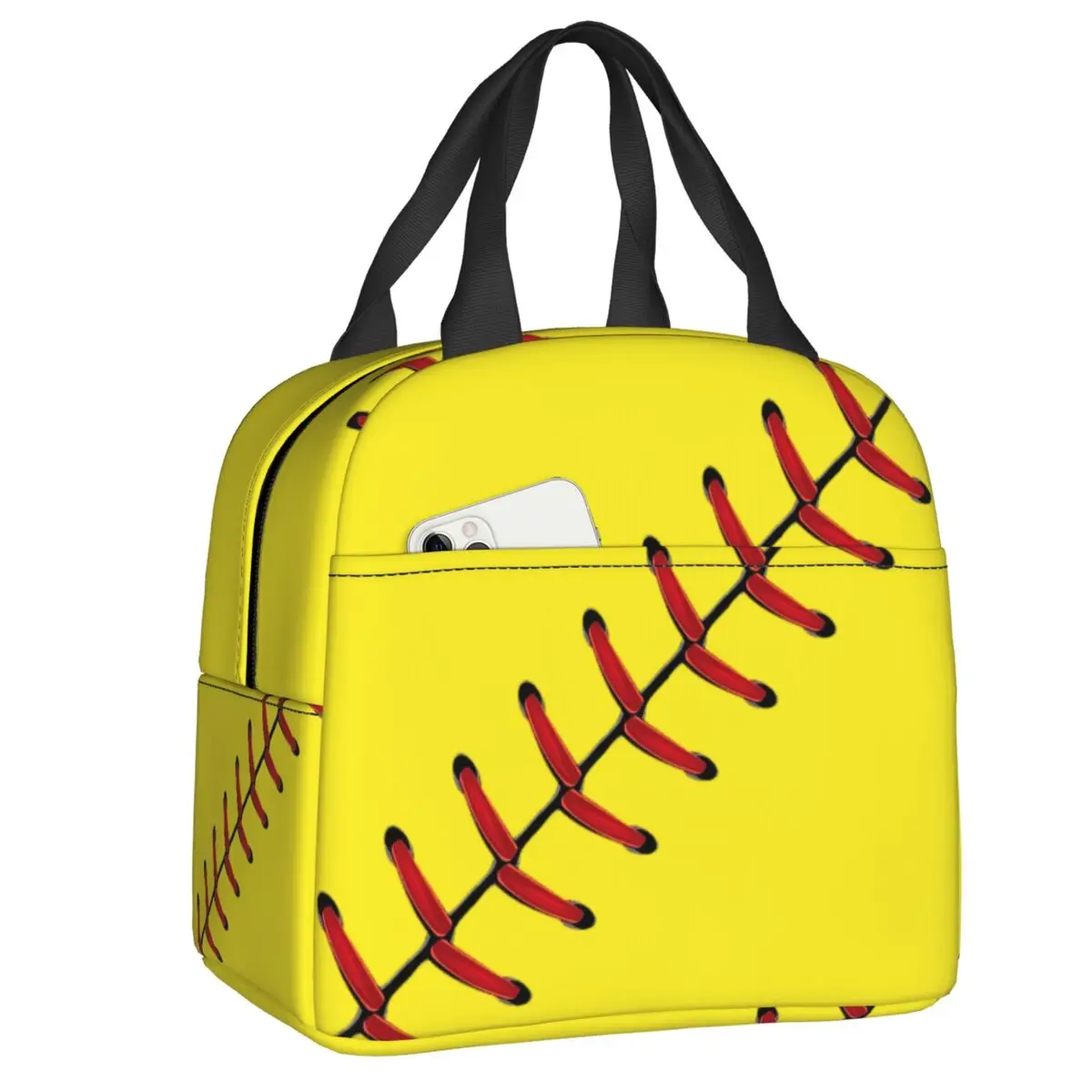 Custom Softball Baseball Lace Lunch Box for Women Leakproof Cooler Thermal Food Insulated Lunch Bag Kids School Picnic Tote Bags