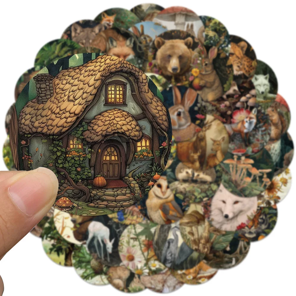 10/50pcs Vintage Forest Animal Stickers Aesthetic Art Decals DIY Scrapbooking Phone Luggage Car Graffiti Decoration Sticker Toy