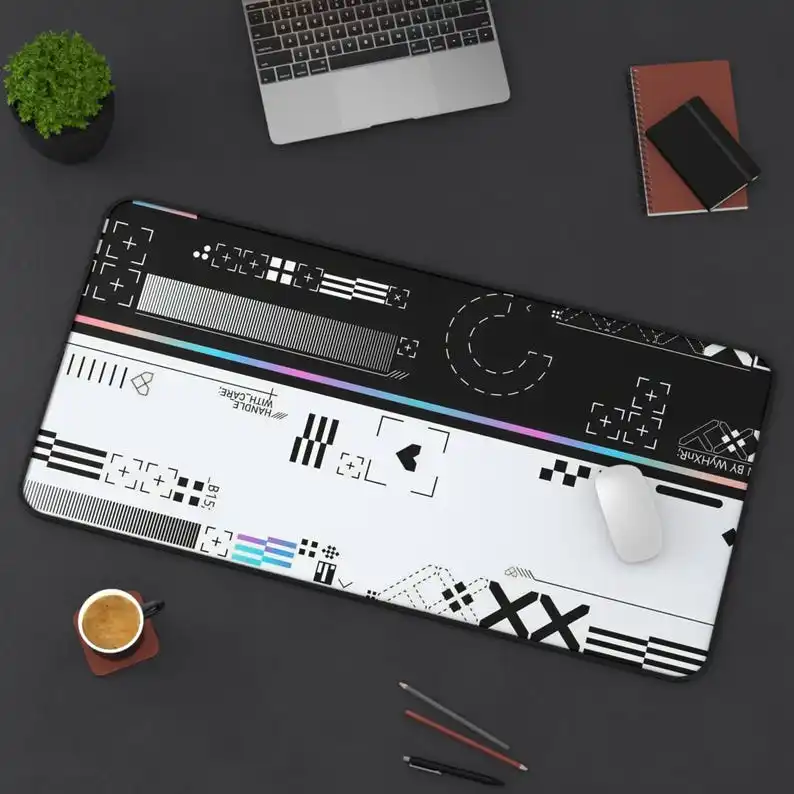 

Black Patterned Desk Mat, Artistic Aesthetic Office Decoration, Gift for Minimalist Style Enthusiasts, Desktop Decor, Gamer Mat