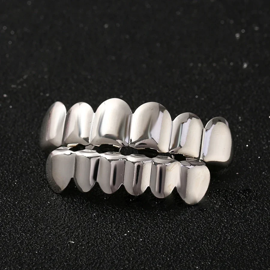 الموضة الكلاسيكية 6/6 الأسنان Grillz الهيب هوب 14K مطلية بالذهب الأسنان قبعات ديكور الأقواس شوايات الأسنان للنساء الرجال المجوهرات #6