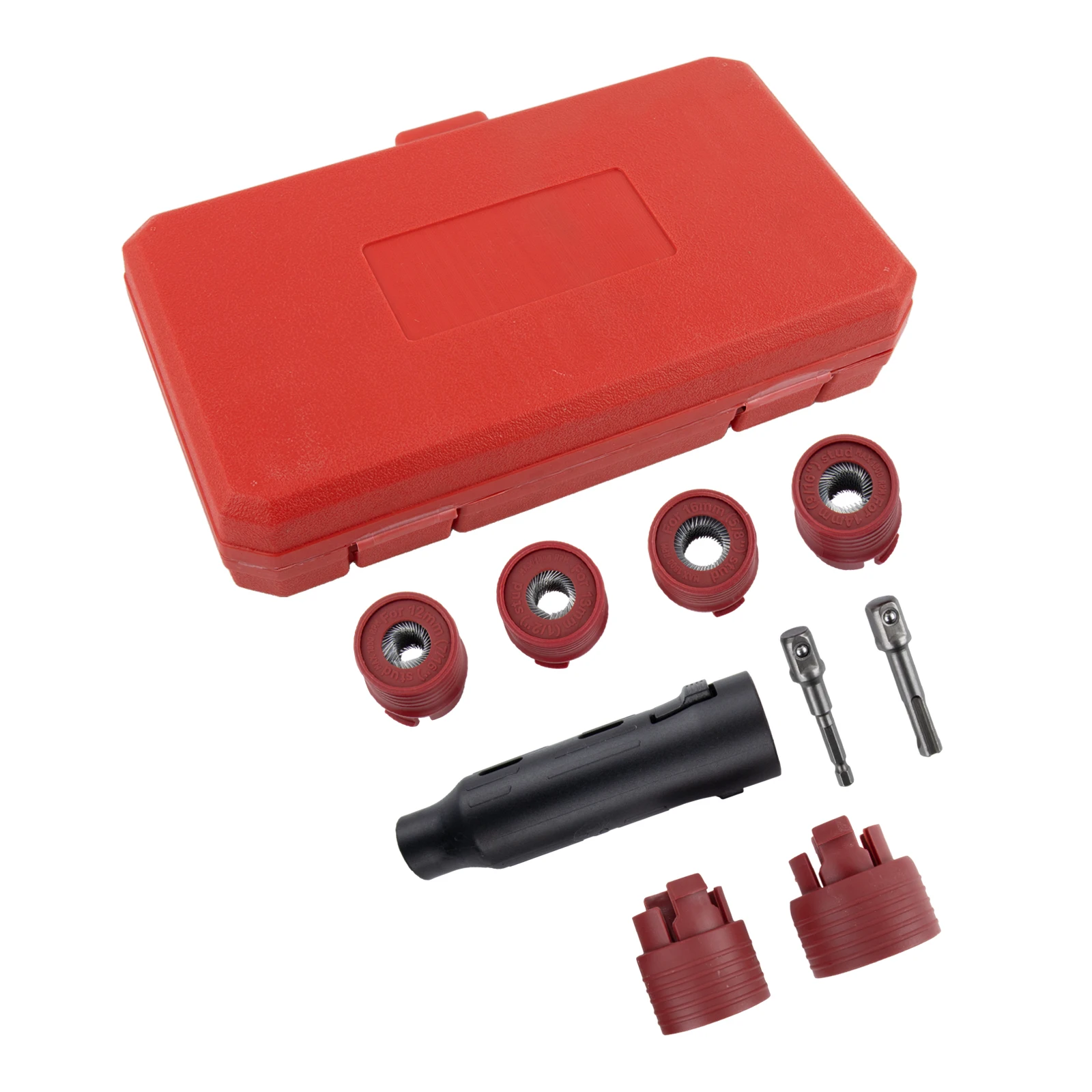 9-Piece Wheel for stud Cleaning Brushes for Rust Removal on Car Wheel for studs Fits Multiple Thread Sizes from 12mm through