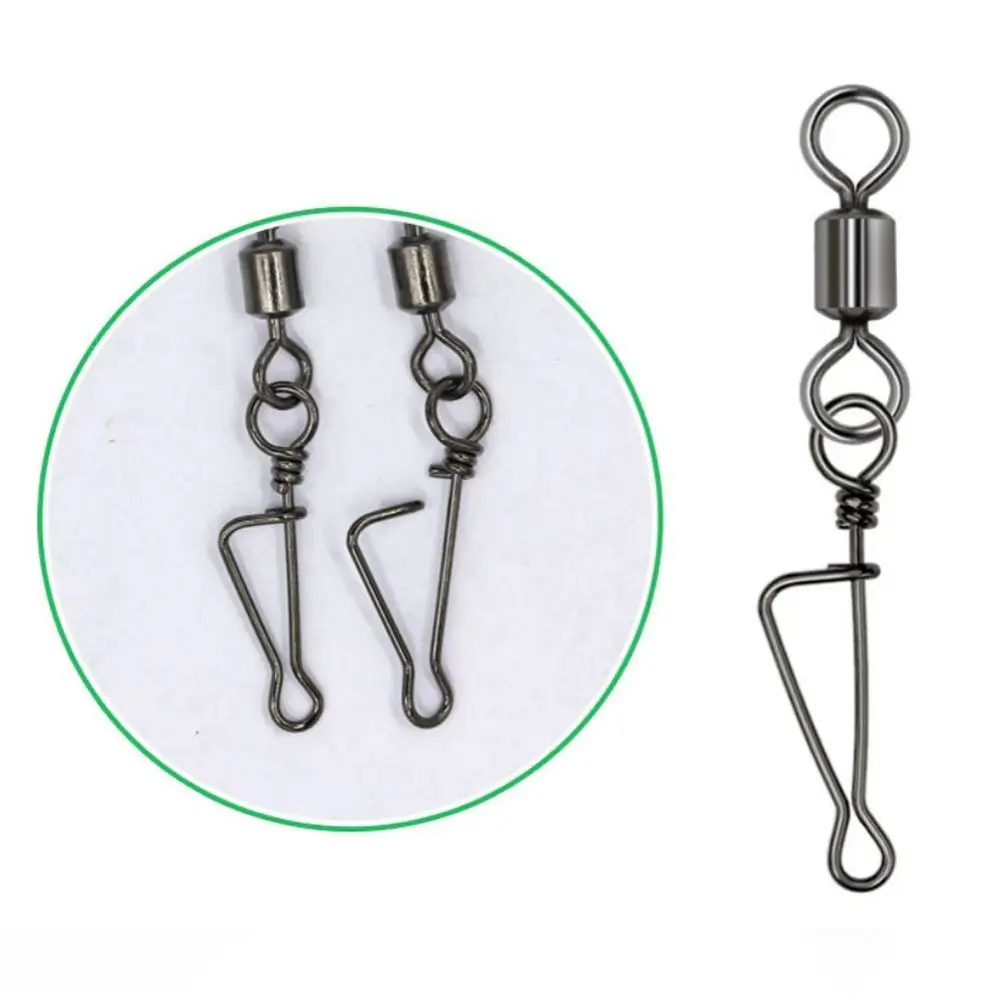 Picture 4: 10pcs With Lock Fishing Rolling Swivel Connect Ring Chamfer Design Swivel Rolling Connector Durable Avoid Line Entanglement