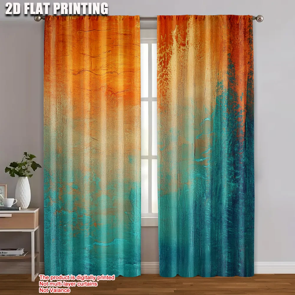 2pcs 2D flat printing Window Curtains Wall 100% Polyester Without Electricity Festive Holiday for Indoor Celebrations Room