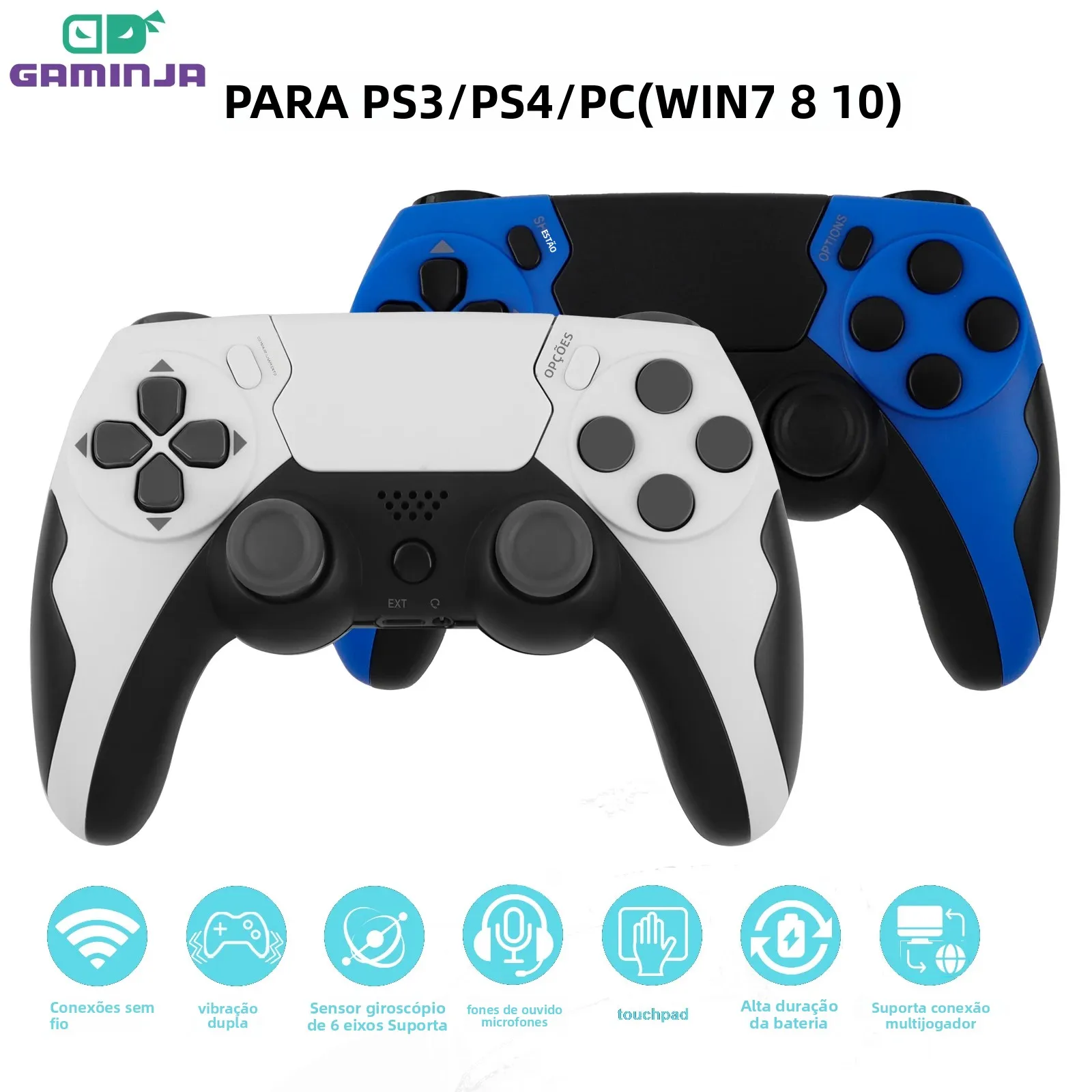 gaminja-p48-беспроводной-контроллер-bt-геймпад-двойная-вибрация-без-задержки-с-сенсорной-панелью-микрофон-порт-наушников-для-ps4-ps3-ПК