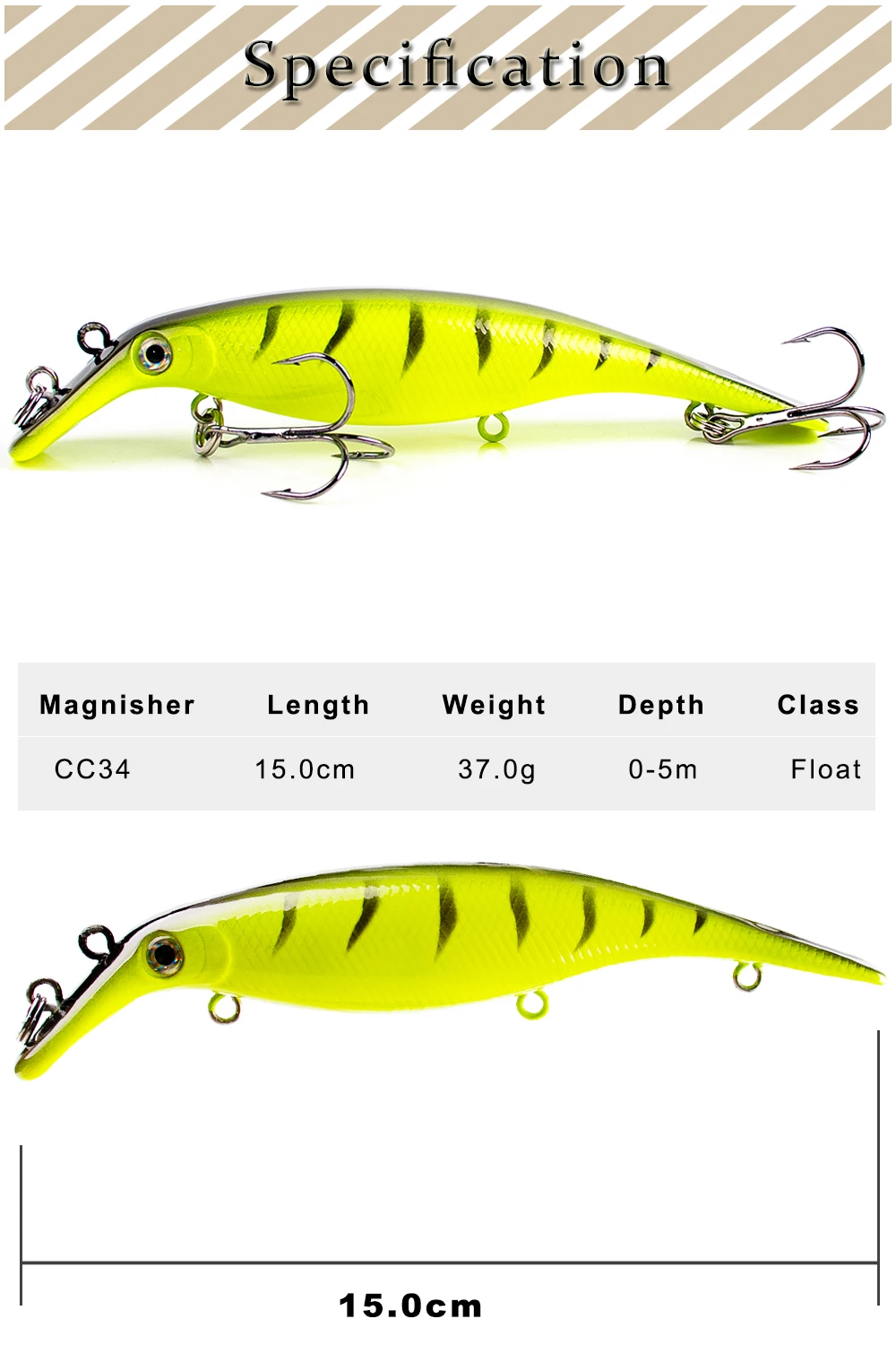 Magnisher Neuer Jerkbait Hardbaits 15cm 37g 2 Tauchstilrichtungen Angelköder Wobbler für Hecht, Musky, Barsch Angelzubehör – Detail 2