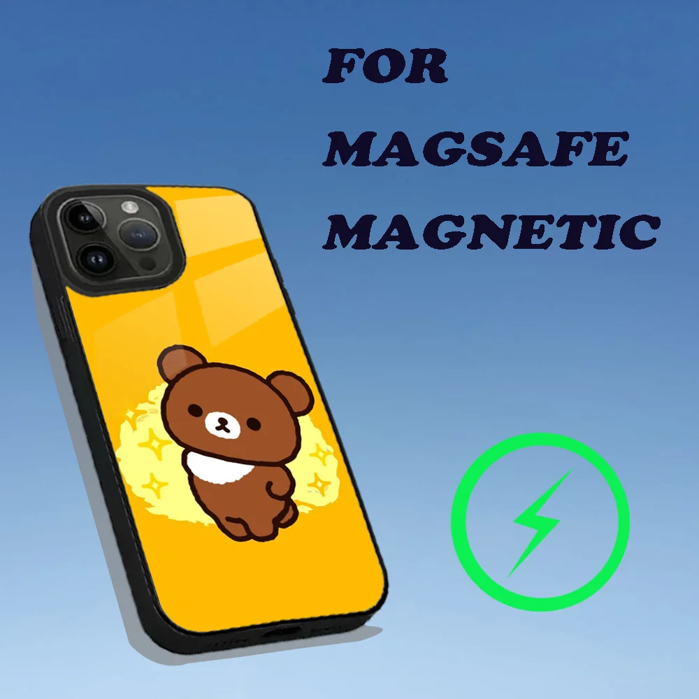 Cute R-Rilakkumas Bear Phone Case For iPhone 15,14,13,12,11,Plus,Pro,Max Mini Magsafe Magnetic Wireless Charging