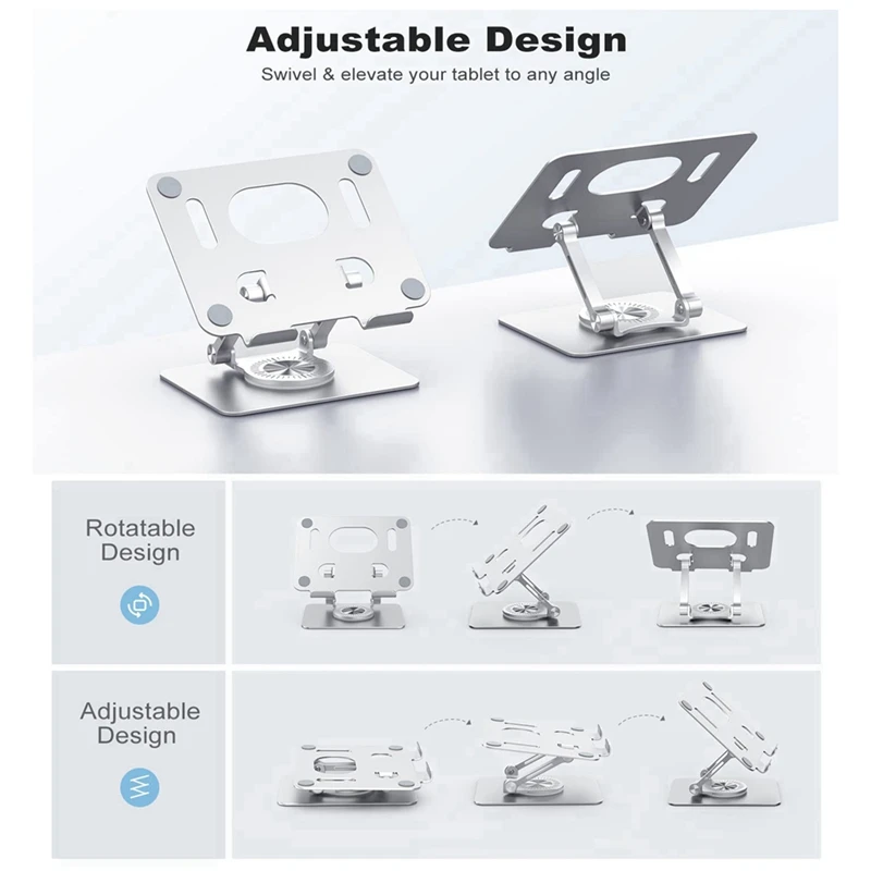 Foldable Adjustable Laptop Holder 360° Rotation Tablet Holder Al-Alloy Stable Compatible With Tablet