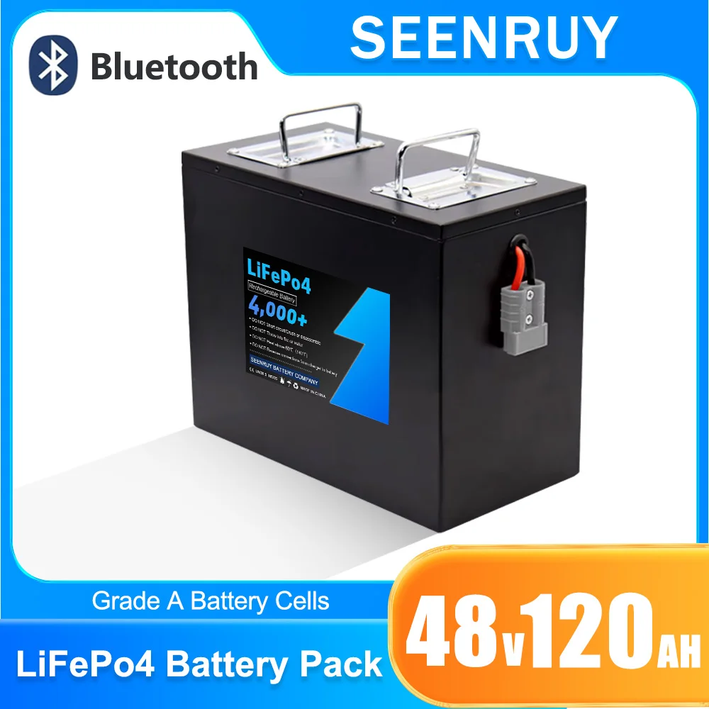 

48 В 120 Ач LiFePO4 аккумулятор глубокого цикла 8S для инверторного холодильника, электрического трехколесного велосипеда RV AGV UPS, система солнечной энергии с зарядным устройством 10 А