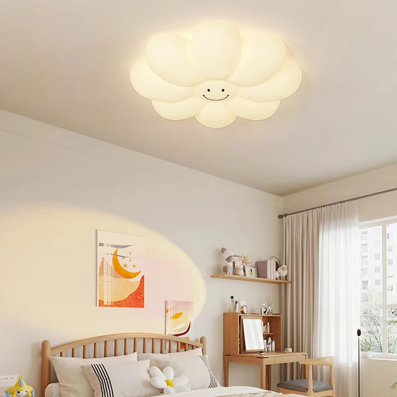 Bedroom Lamp Petal Ceiling Lamp Nordic Creative Smiley Face Lamp Simple Modern Children's Room Indoor Lighting Lamps