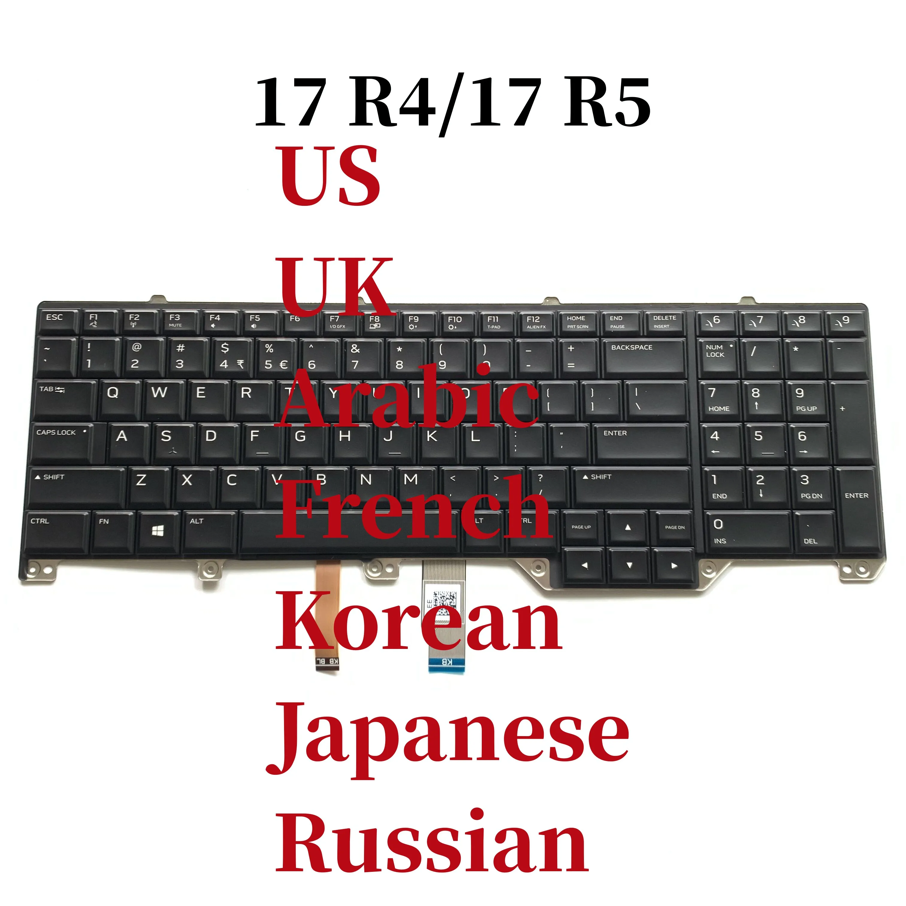 100%NEW original For Dell Alienware 17 R4 17 R5 Laptop Keyboard with Backlight NSK-EE1BC NSK-EE0BC