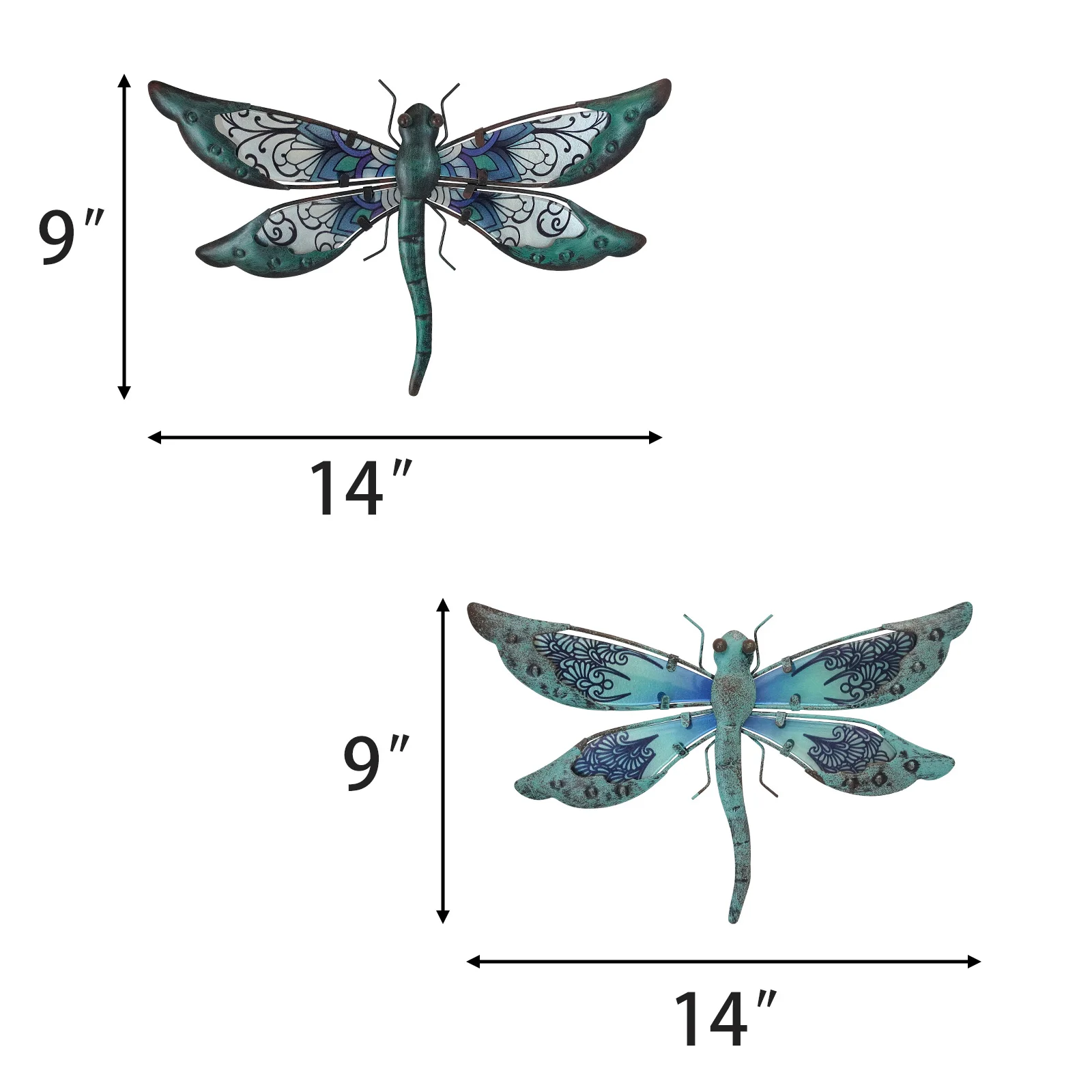 2Pcs Metal Dragonfly Wall Decor - Outdoor Dragonfly Wall Art - Hanging Metal Dragonfly Decor for Garden and Home Decor