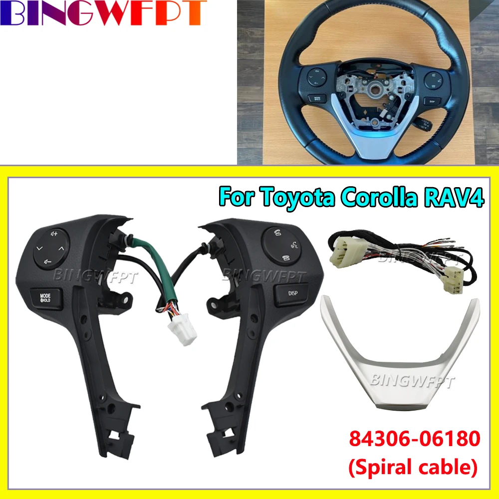 

1 Set Steering Wheel Button For Toyota Corolla RAV4 2014-2018 Multimedia Audio Volume Telephone Control Switch With Cable