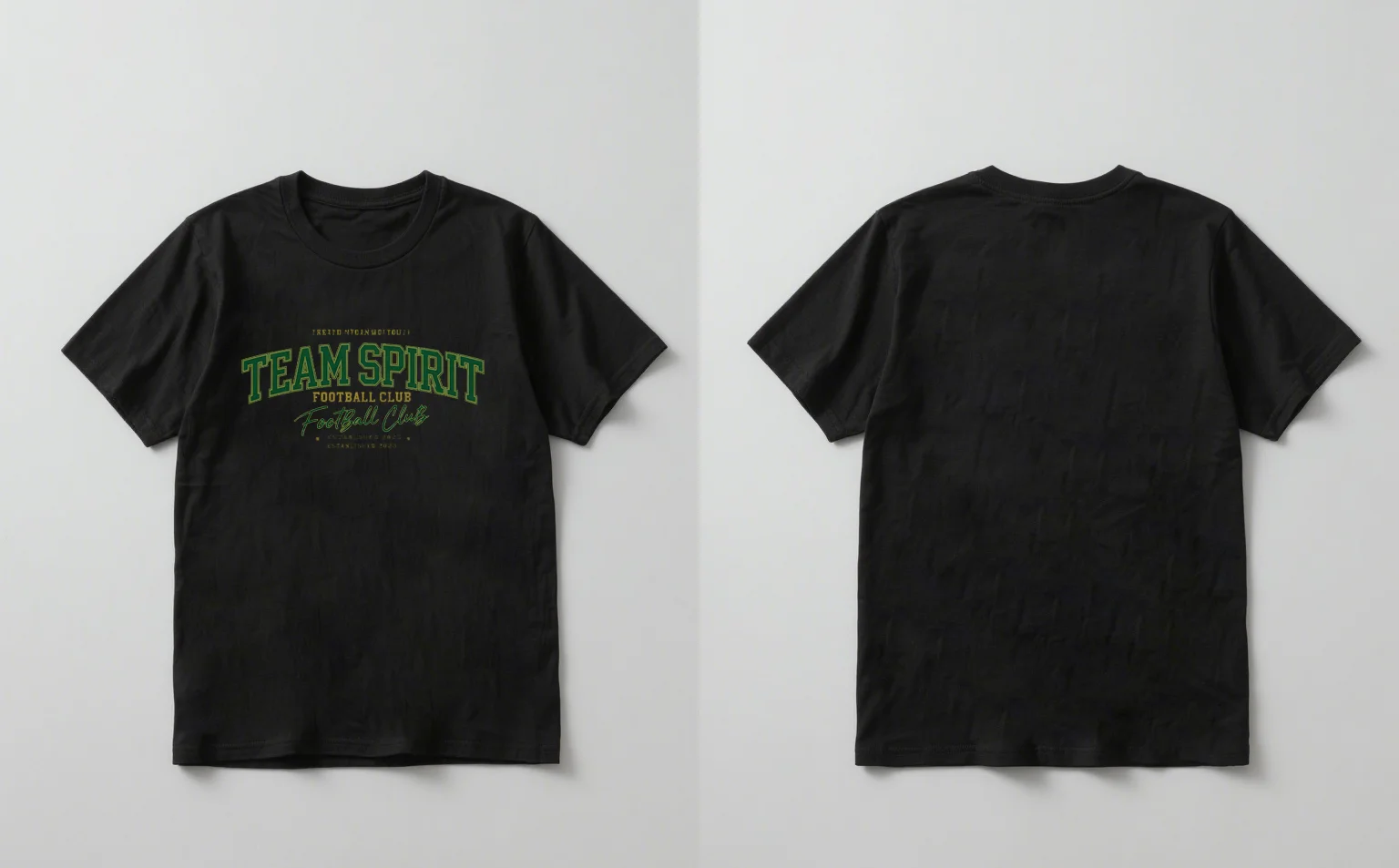 

2025 New stylish black team spirit football club print short-sleeved T-shirt for men and women casual round-neck top