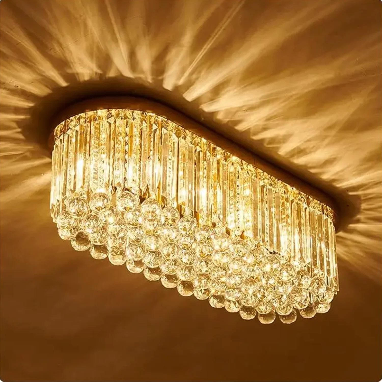 

Modern Luster Crystal Chandelier Bedroom Dining Room Living Room Kitchen Oval Chandelier Luxury Gold Chrome Crystal Ceiling Lamp