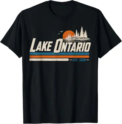 Ontariosee - Vintage Herren Damen 70er 80er Grafik Retro Lustiges T-Shirt Ontariosee Forever EST.1656 Weiches Baumwoll-T-Shirt Neuheit – Detail 7
