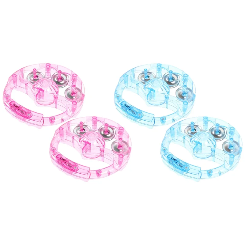 ABLB-Light Up Tambourine 4Pcs Flashing Tambourine Glow Musical Tambourine Handheld Musical Rhythm Instrument Percussion