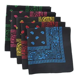 Zwarte Hip Hop Bandana Hoofddoek Unisex Haarband Sjaal Paisley Hoofddeksels Pols Hairwrap Vierkante Sjaals Print Zakdoek