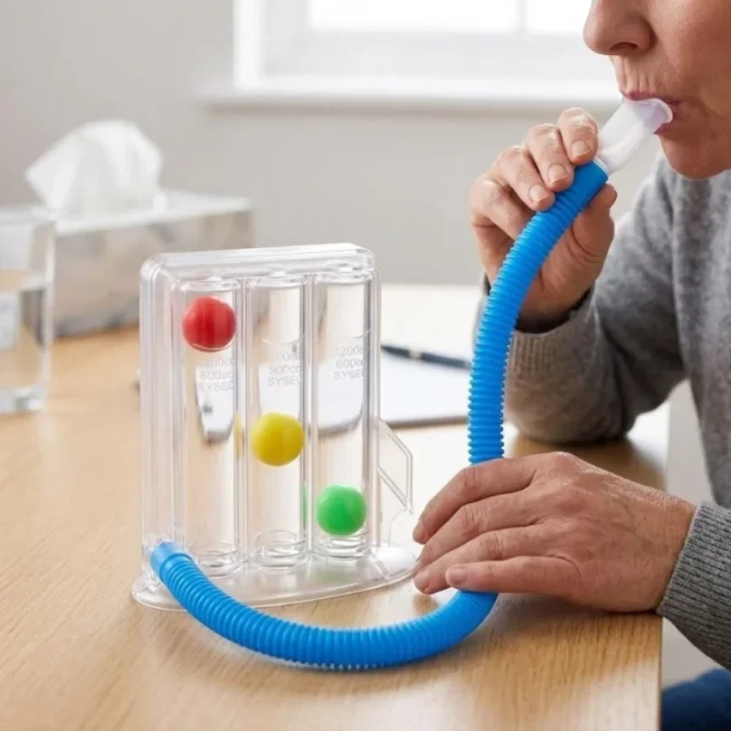 Deep Breathing Exerciser 3 Balls Spirometer Lung Capacity Measurement Lung Function Improvement Respiratory Breathing Device