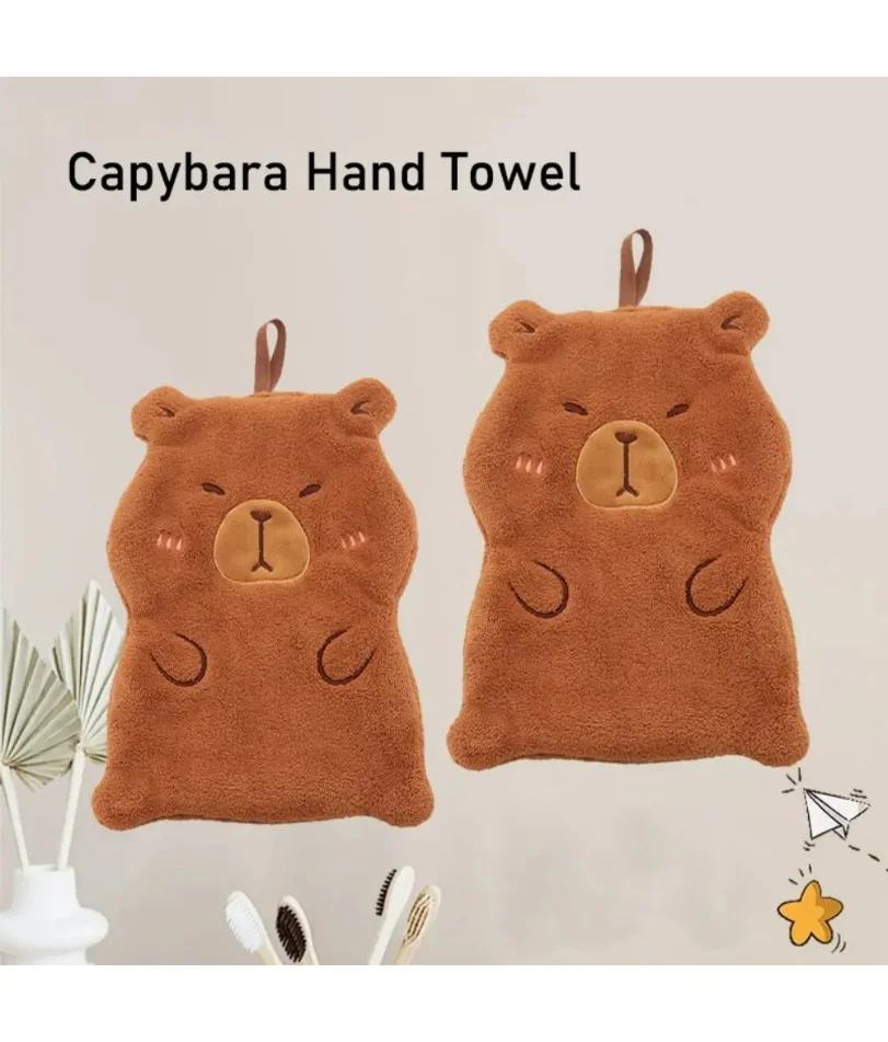 

Cartoon Capybara Hand Towel Toilet Handkerchief Wall-mounted Coral Velvet Kid's Washcloth Absorbent Towel Kitchen Cleaning Rag