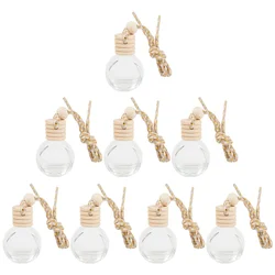 8Pcs Car Perfume Bottle Automotive Car Essential Oil Bottles Refillable Essential Oil Bottles Air Freshener Pendants Empty Glass