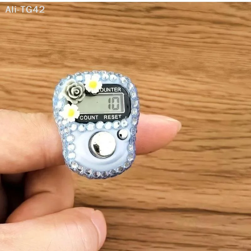 pogyrt Mini Digital Finger Tally LCD Counter Reset With Flowers For Prayer Knitting Sport Counting
