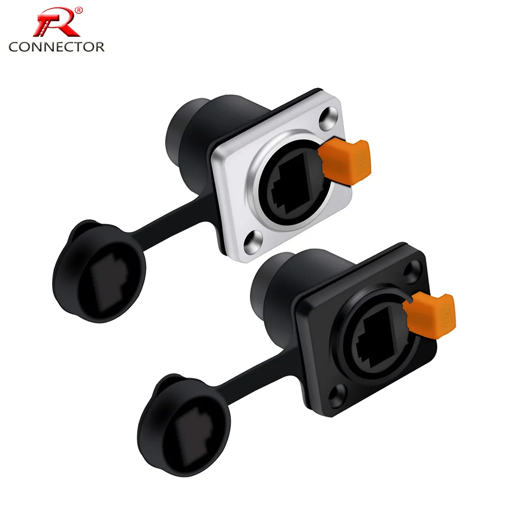 Wodoodporne złącze sieciowe RJ45, miedziane piny 8p8c żeńskie gniazda do montażu panelowego RJ45 złącze Ethernet IP65 typ prosty