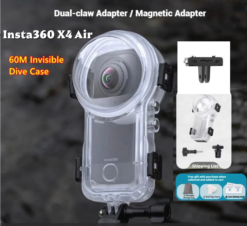 

Invisible Dive Case for Insta360 X4 Air 50m/164ft Waterproof Housing Cover Underwater Anti-fog Waterproof Case Insta360 X4 AIR