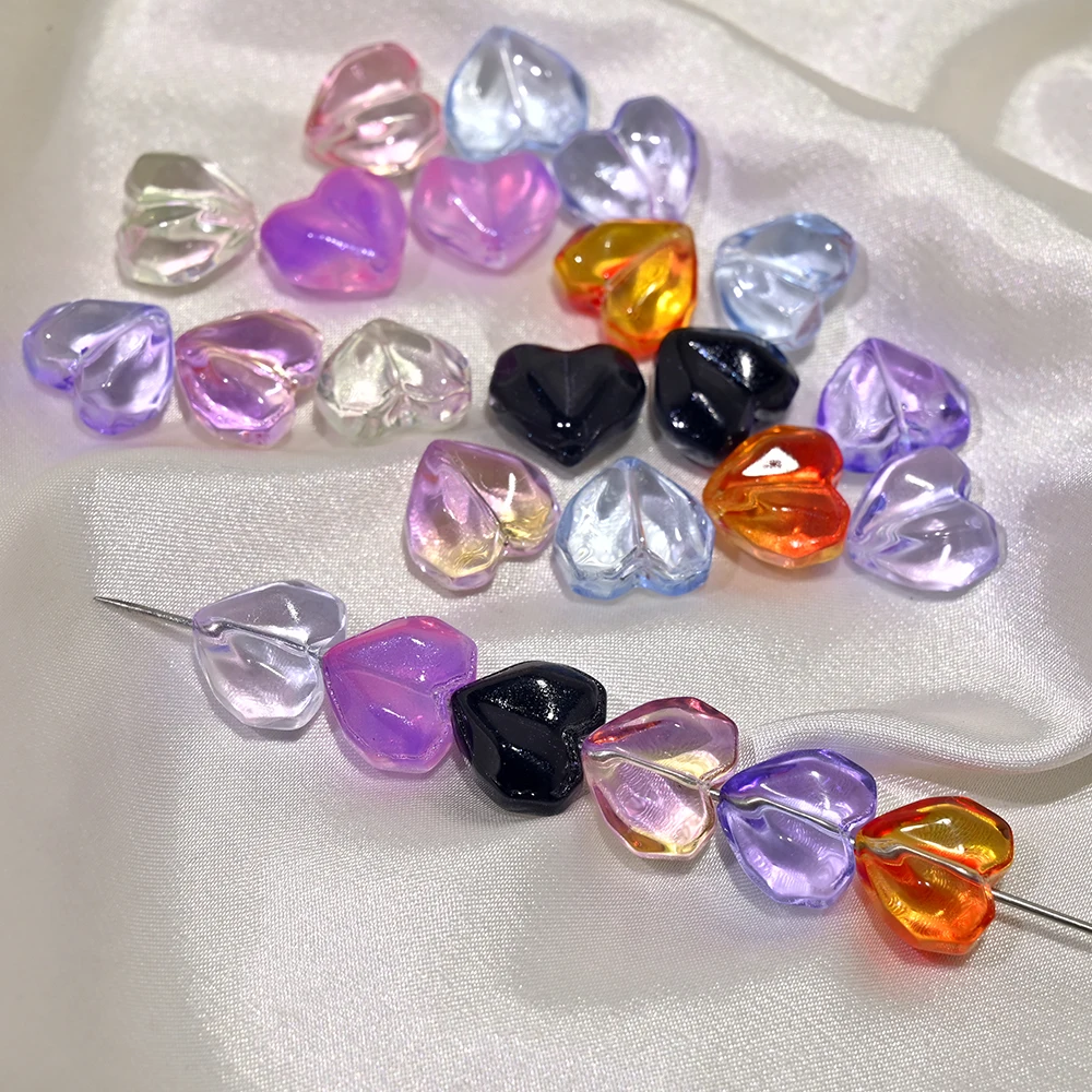 20PCS 15mm Heart Czech Glass Beads Lampwork Loose Beads For Jewelry Making DIY Bracelet Necklace Pendant Accessories