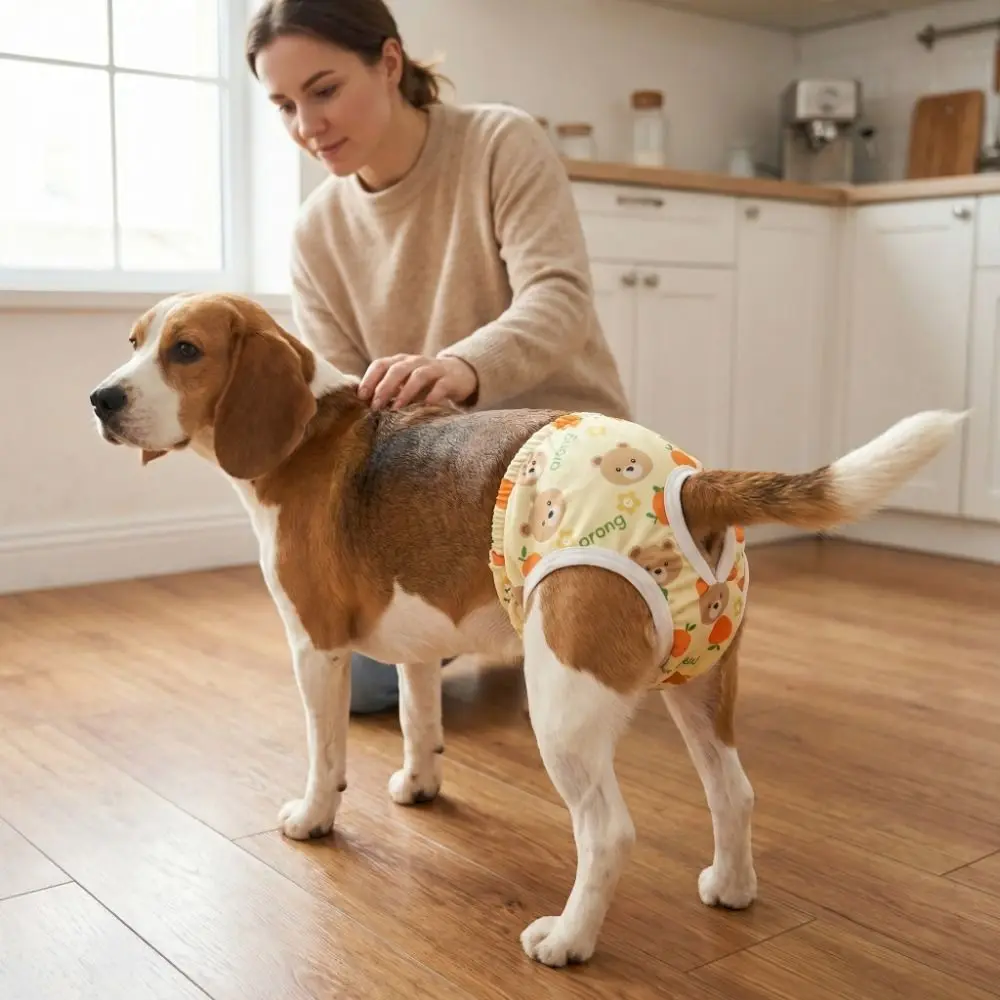 Cartoon Print Pet Physiological Pants Breathable Adjustable Washable Dog Diapers Comfortable Dog Menstruation Panties