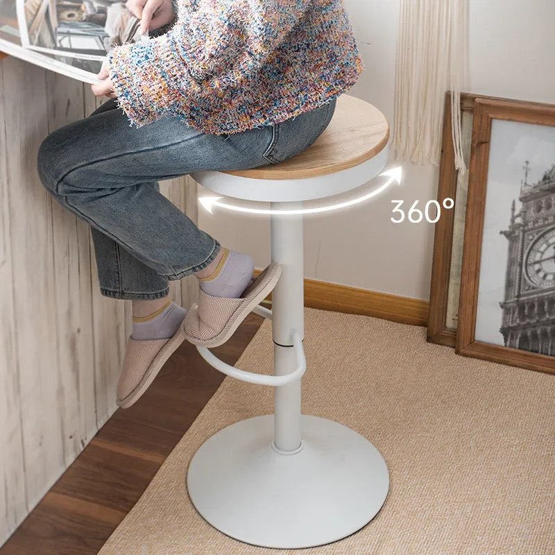 

Solid wood bar chair lift rotating bar stool light luxury simple home fashion bar stool wrought iron high stool