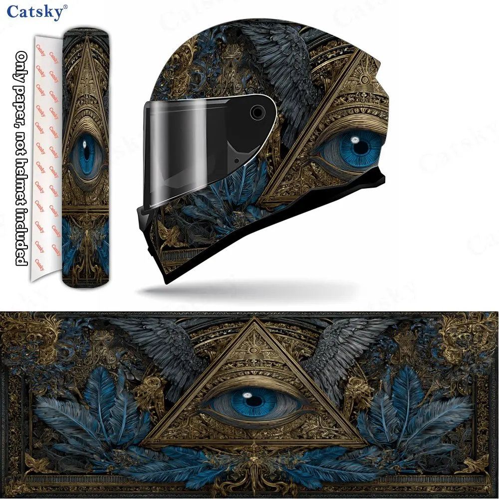 Gorgeous Winged All-seeing Eye Print Helmet stickers , PVC Material Multifunctional Helmet Stickers, Scratch-Resistant & Fade-Pr